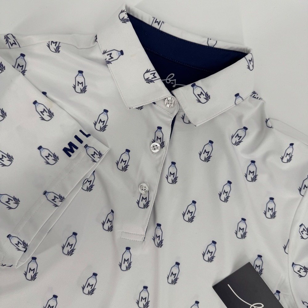 Boston Scott Golf BSG Womens Milky‎ Bottle Print Golf Polo Shirt L